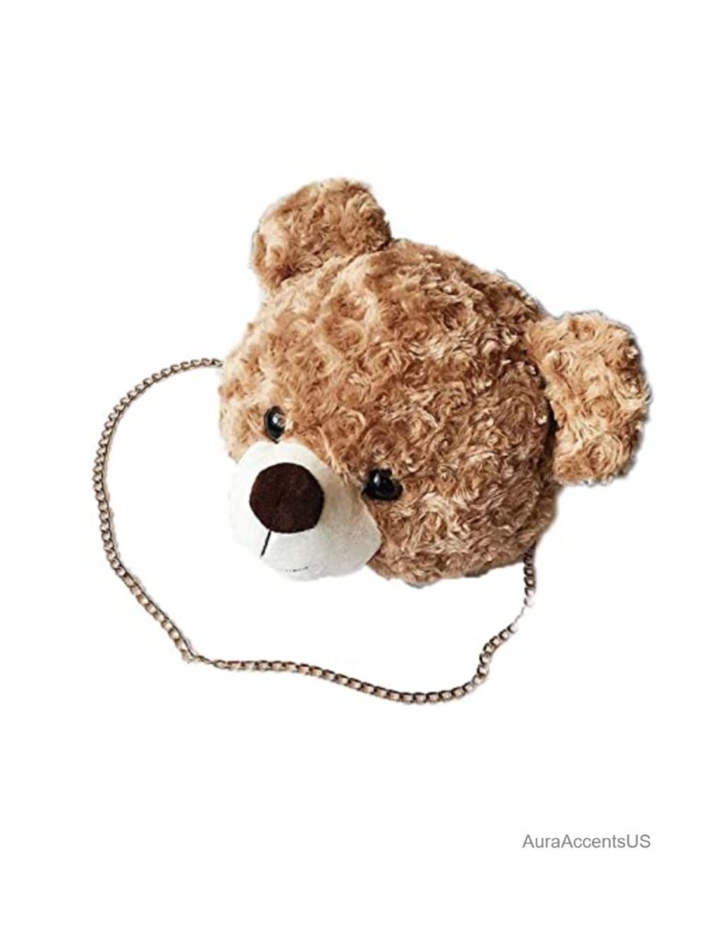 Faux Fur Plush Teddy Bear Head Crossbody Shoulder Bag Cute Handbag